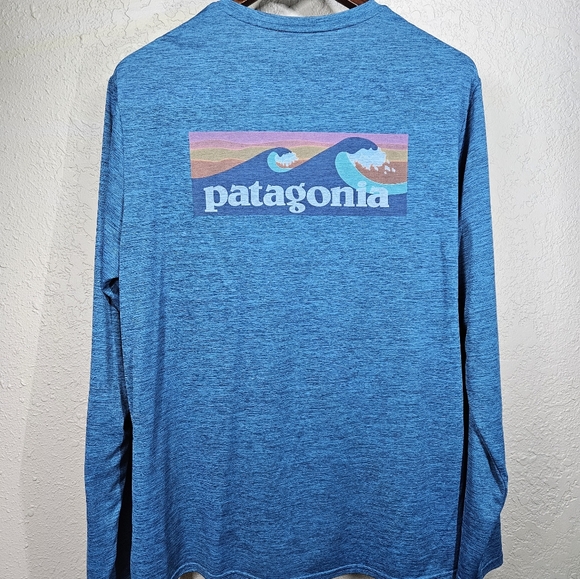Patagonia Capilene Cool Daily Graphic Shirt Wave Long Sleeve Large - Picture 3 of 12